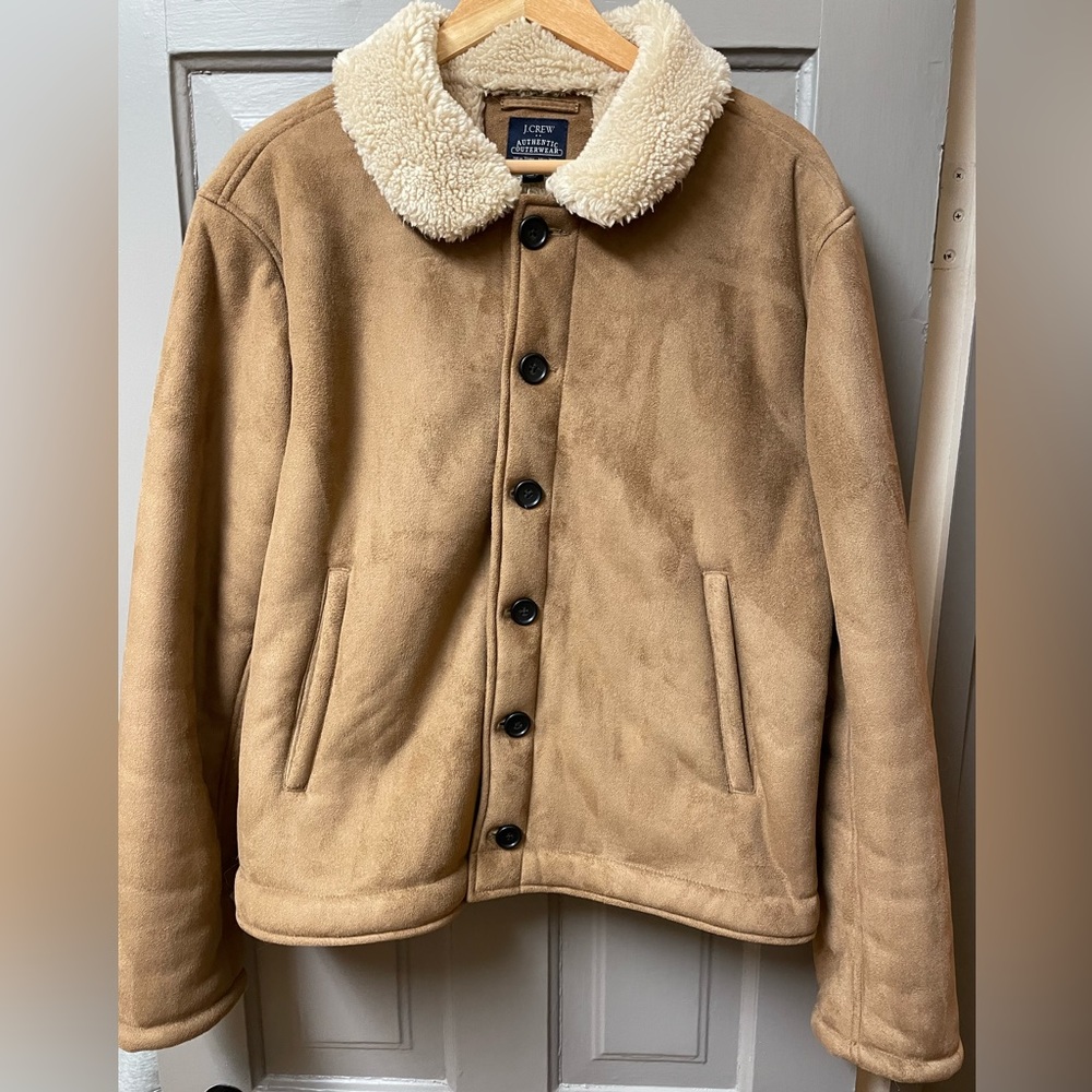JCrew Factory Suede Jacket with Faux Shearling lining.  Never been worn!